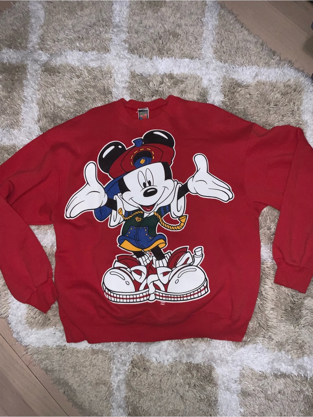 Disney Red Mickey Graphic Crewneck Sweatshirt